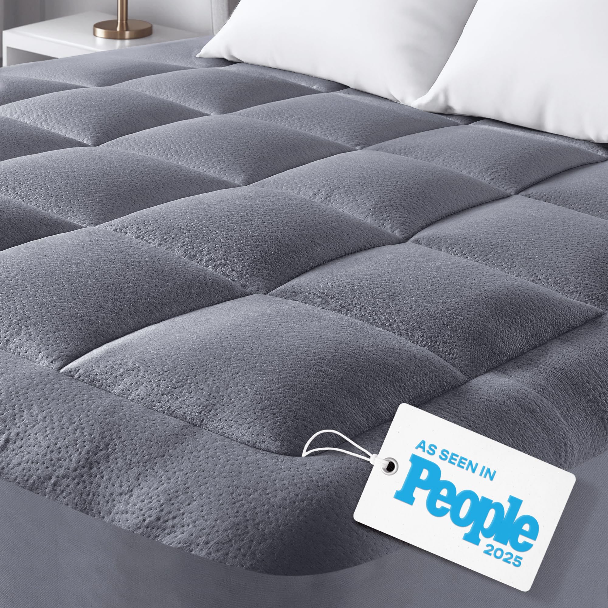 Ultra Soft Queen Size Mattress Topper - Viscose Made from Bamboo Pillow Top Mattress Pad for Back Pain Relief - Naturally Cooling for Hot Sleepers, Green