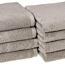 Amazon basics 100% cotton Lightweight quick-dry hand towel, 8-pack, Platinum, 28