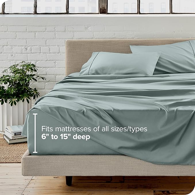 Bare Home Full Sheet Set - Luxury 1800 Ultra-Soft Microfiber Full Bed Sheets - Double Brushed - Deep Pockets - Easy Fit - 4 Piece Set - Bedding Sheets & Pillowcases (Full, Sea Spray) BareHome
