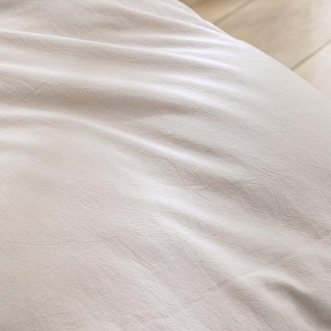 BESTOUCH Duvet Cover Set 100% Washed Cotton Linen Feel Super Soft Comfortable Chic Lightweight 3 PCs Home Bedding Set Solid Linen Grey Queen