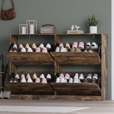 Shoe Cabinet with 4 Flip Drawers, Narrow Hidden Shoe Storage Cabinet, Slim Freestanding Shoe Rack Organizer for Entryway, Hallway, Bedroom, Living Room