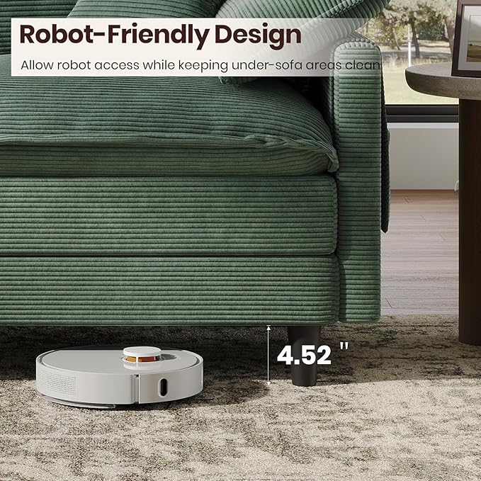Ottoman for Modular Sectional Sofa, Ottoman Seat for Convertible Sectional, Single Sofa Couch for Living Room, Bedroom, Apartment, Corduroy, Green