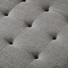 24KF Large Square Upholstered Tufted Linen Ottoman Coffee Table, Large Footrest Ottoman with Solid Wood Shelf-Granite