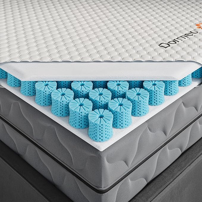 Dormeo Premium Full Size Cooling Mattress Topper - 3-Zone OctaspringⓇ Technology for Optimal Back Support, Anti-Slip Bottom