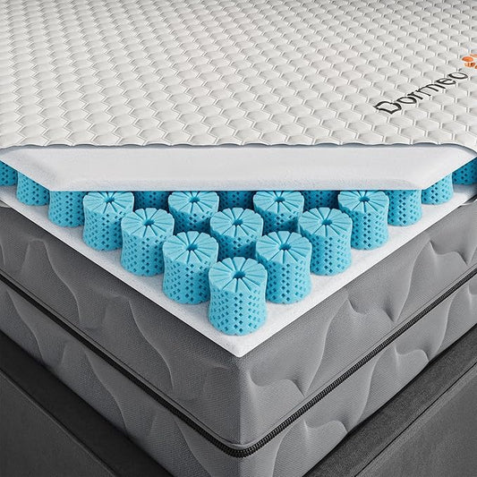 Dormeo Premium Full Size Cooling Mattress Topper - 3-Zone OctaspringⓇ Technology for Optimal Back Support, Anti-Slip Bottom
