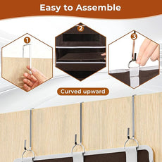 5-Tier Over The Door Storage Organizer with 10 Side Mesh Pockets, 48 lbs Load Capacity, 3 Hooks Design, Door Hanging Organizer with Clear Windows for Bathroom, Bedroom, Nursery, Kitchen-Brown