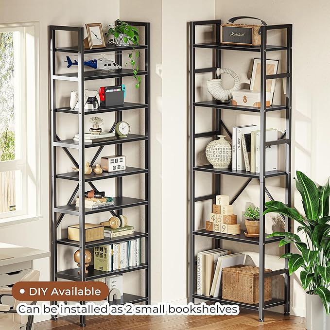 SUPERJARE Triple 5 Tier Bookshelf, Bookcase with 14 Open Display Shelves, Wide Book Shelf Book Case for Home & Office, Black
