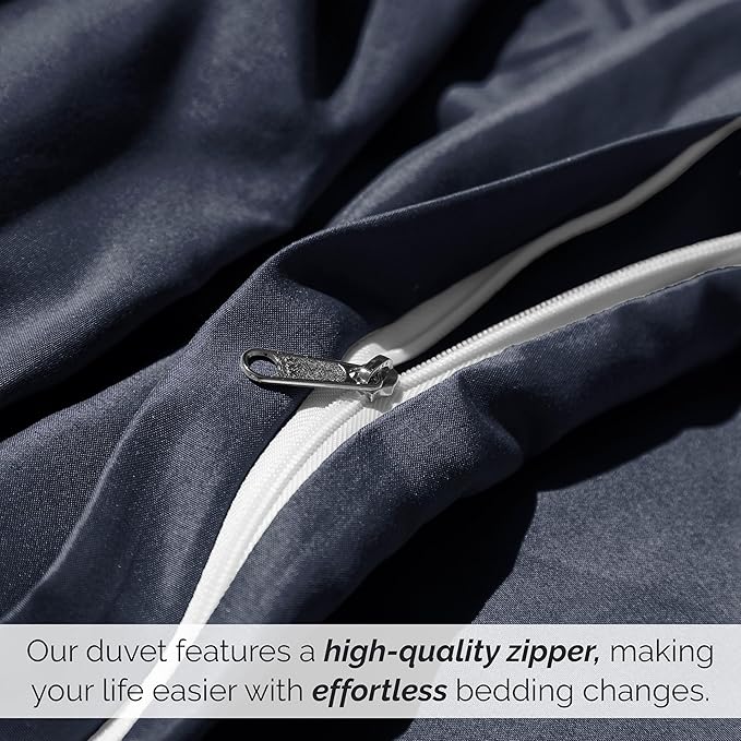 Southshore Fine Living, Inc. Premium Collection Oversized Twin Duvet Cover Bedding Set, Soft Steel Blue Duvet Cover Bedspread 2-Piece with Matching Sham (69 in Wide X 98 in Long), Navy Blue