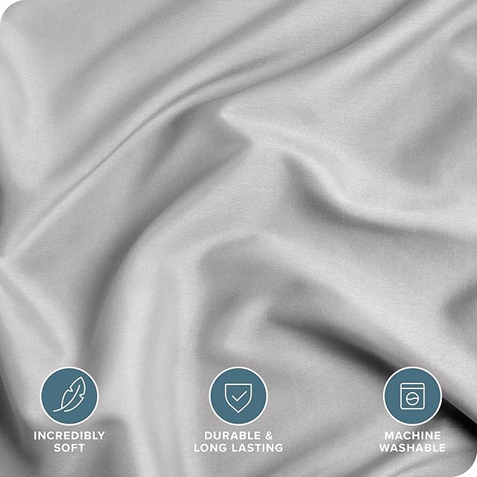 Bare Home Bedding Duvet Cover Oversized Queen Size - Premium 1800 Super Soft Collection - Lightweight, Cooling Duvet Cover - Soft Breathable (Oversized Queen, Light Grey)