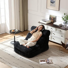 Premium Beige Bean Bag Chair for Adults with Armrest- Ultra Plush Memory Foam Lounge Sofa & Comfy Reading Nook Chair for Bedroom, Living Room & Dorm (Penguin, Darkgray)