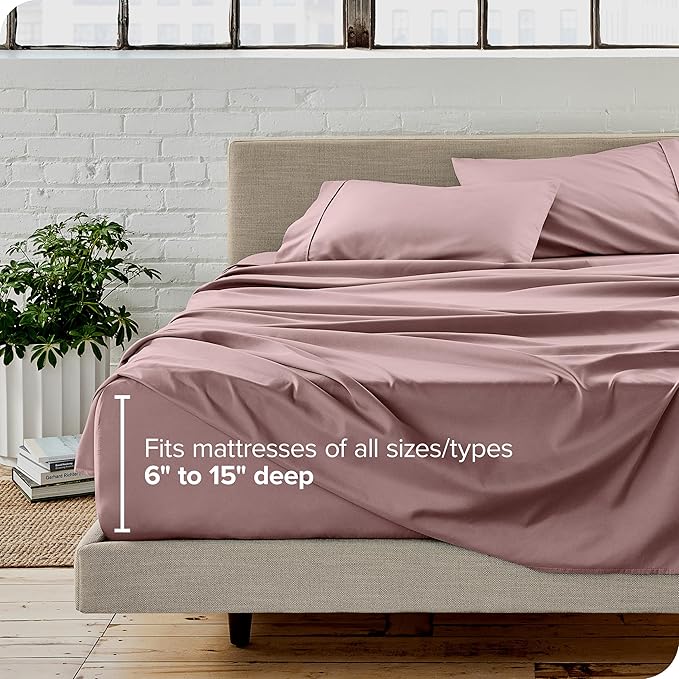 Bare Home Twin Sheet Set - 1800 Ultra-Soft Microfiber Twin Bed Sheets - Double Brushed - Deep Pockets - Easy Fit - Extra Soft - 3 Piece Set - Bedding Sheets & Pillowcases (Twin, Mauve) BareHome