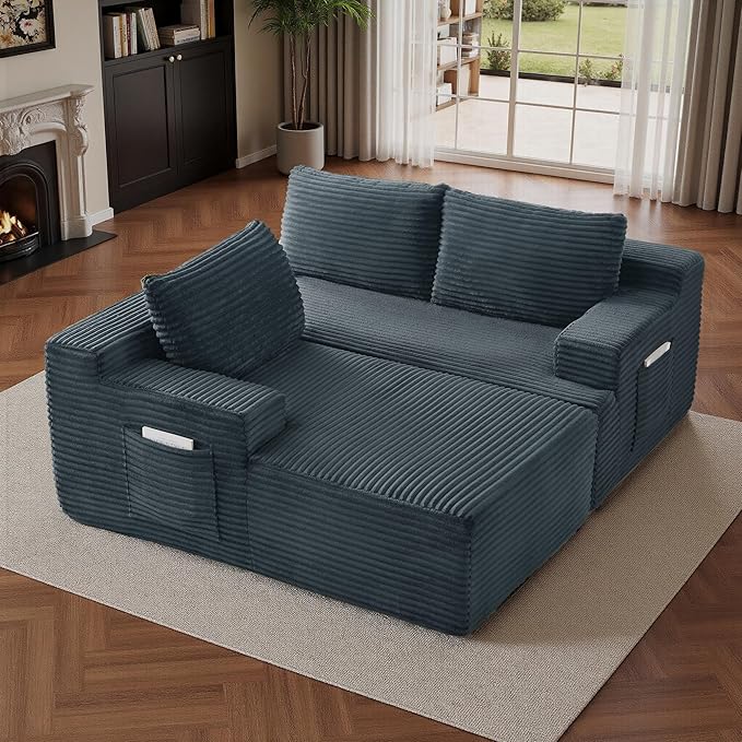 96''Sectional Couches for Living Room Modern Modular Sectional Sofa Upholstered Boneless Couch Comfy Cloud Couch with Chaise (Dark Grey, 96''W Left Facing Chaise)
