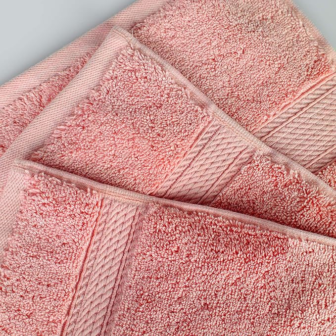 Superior Egyptian Cotton Pile 9 Piece Towel Set, Includes 3 Bath, 3 Hand, 3 Face Towels/Washcloths, Ultra Soft Luxury Towels, Thick Plush Essentials, Guest Bath, Spa, Hotel Bathroom, Tea Rose