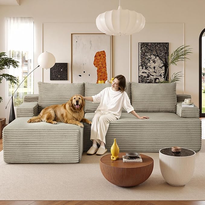 96''Sectional Couches for Living Room Modern Modular Sectional Sofa Upholstered Boneless Couch Comfy Cloud Couch with Chaise (Camel, 96''W Left Facing Chaise)