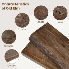 Elm Floating Shelves for Wall Decor, Rustic Solid Wood Shevles Wall Mounted with Invisible Bracket for Living Room Bathroom Bedroom Kitchen, 36 Inch Set of 2, Walnut