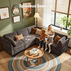 Modular Sectional Sofa,5 Pieces Sectional Couches for Living Room,131X65 L Shaped Cloud Couch with Oversized Convertible Modular Couch for Living Room