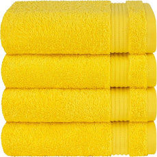 Cotton Paradise Hand Towels for Bathroom, 100% Cotton Turkish 4 Piece Hand Towel Set, Soft Absorbent Face Towels, Yellow Hand Towels