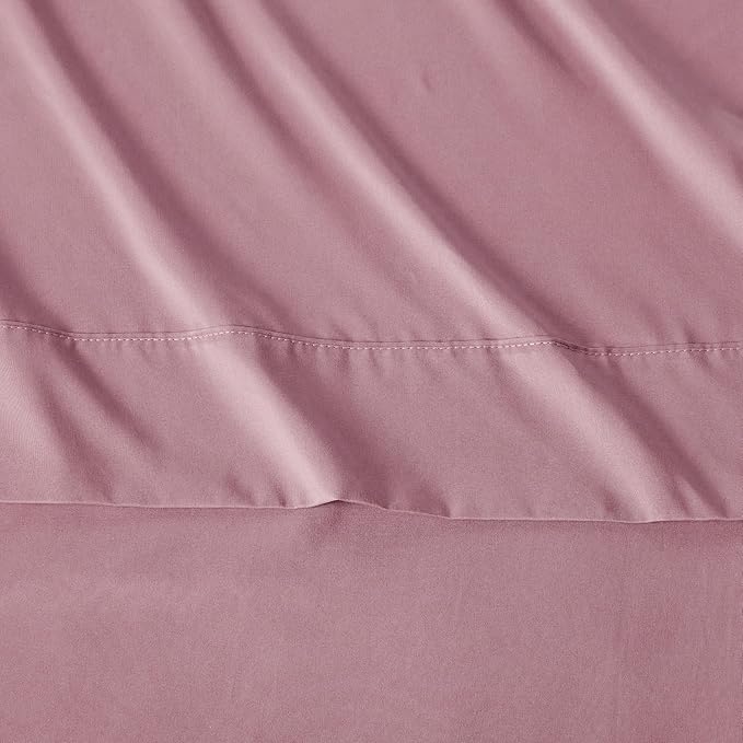 Amazon Basics Lightweight Microfiber 4-Piece Bed Sheet Set, Rose, Solid, Full AmazonBasics