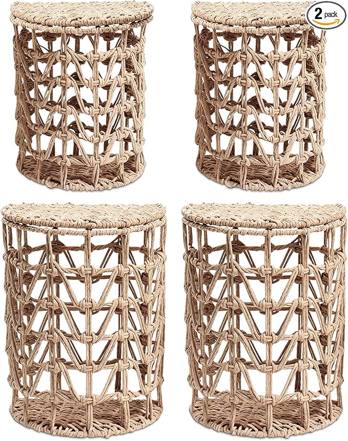 Jerry & Maggie Wicker Storage Basket & Laundry Hamper with Lid, Large Wicker Laundry Basket for Toy Storage & Blanket Organization, Laundry Room Organization Essentials, Woven Basket 2 Pack (2 Sets)