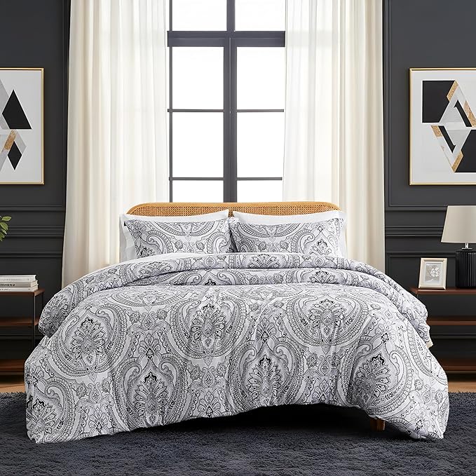 SouthShore FINE LINENS Pure Melody Collection - Premium Quality, Soft, Wrinkle, Fade, & Stain Resistant, Easy Care, Oversized Duvet Cover Set, Twin / Twin XL, Black