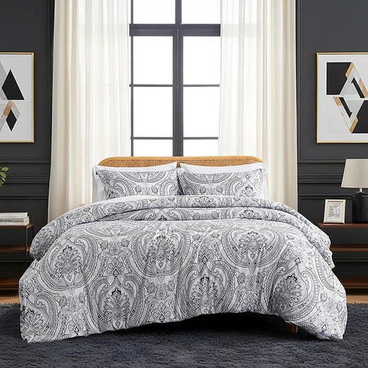 SouthShore FINE LINENS Pure Melody Collection - Premium Quality, Soft, Wrinkle, Fade, & Stain Resistant, Easy Care, Oversized Duvet Cover Set, Twin / Twin XL, Black