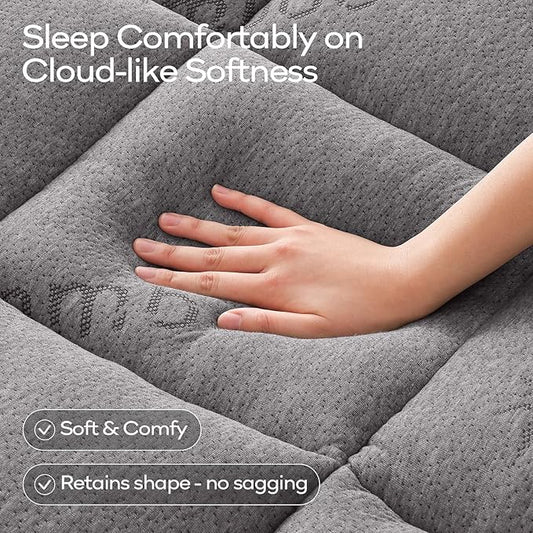 OLANLY California King Mattress Topper, Viscose Made from Bamboo, Cooling Soft Pillow Top Mattress Pad for Back Pain Relief, Plush Down Alternative Fill Bed Topper with Elastic Deep Pocket, Light Gray