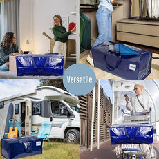 VENO 10 Pack Moving Bags w/Backpack Straps, Heavy Duty, Moving Boxes Alternative, Packing Supplies, Large Storage Totes for Dorm Room Essentials with Zipper for Clothes (Blue, 10 Pack)