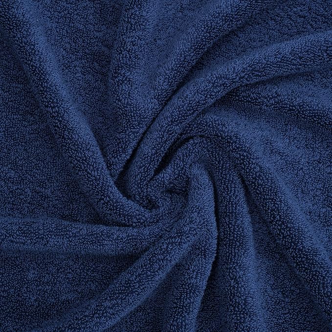 American Soft Linen Salem 100% Cotton Turkish 4 Piece Hand Towels for Bathroom, 600 GSM Soft Absorbent Quickdry Hand Face Towel Set, Navy Blue