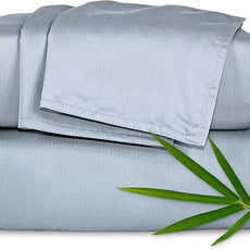Pure Bamboo Twin Sheets, Genuine 100% Organic Viscose Derived from Bamboo Bed Sheet Set, Luxuriously Soft & Cooling, Double Stitching, 2 Year Quality Promise (Twin, Sterling Blue)