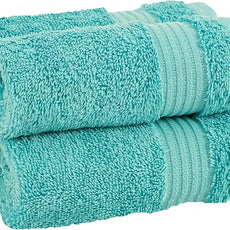 Cotton Paradise 100% Cotton Turkish Washcloth Set for Bathroom, 4 Piece Soft Absorbent Small Hand Face Towels Wash Rags, Turquoise