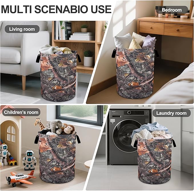 Camo Camouflage Laundry Basket Foldable Oxford Cloth Tote Bag Laundry Hamper Clothes Storage Bucket Organizer For Bathroom/Laundry Storage/Bedroom 19.6x15.7 Inch