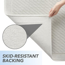 Arkwright 100% Cotton Bathroom Rug - High Absorbent Stylish Textured Woven Design Bath Mat, Slip Resistant Backing for Shower and Bathtub Floor, 20x60 in - Grey