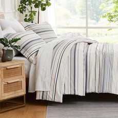 Southshore Fine Living, Inc. Oversized King Duvet Cover, Hotel Quality King Coastal Bedding Set, Easy Care, 1 King/California King Duvet Cover Set with 2 Pillow Shams - Coastal Stripe Grey