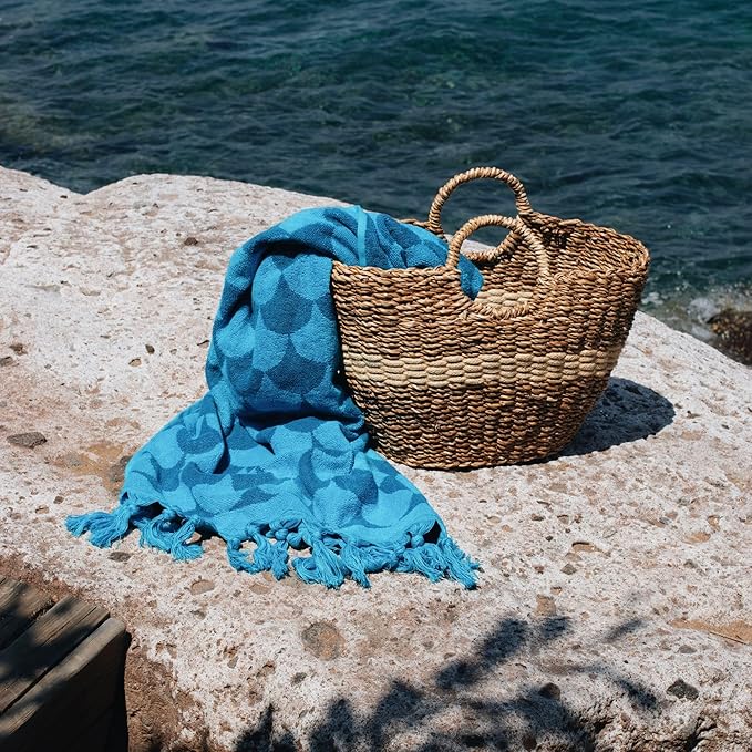 sea me at home 100% Turkish Cotton Bath, Beach, and Pool Towel with Unique Design - 31x62 Inches (Ocean Breeze)