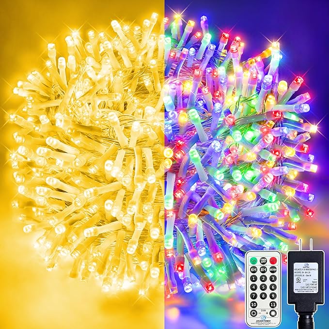 132FT 400 LED Christmas Tree Lights, Bright Warm White to Multicolor Outdoor Christmas String Lights for House, Fairy Lights with 11 Modes, Waterproof & Durable Indoor Outdoor Decor
