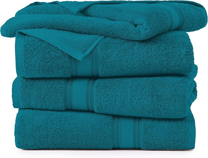LANE LINEN 100% Cotton Oversized Bath Towels Set of 4 (35"x66") - Zero Twist Cotton Oversized Towels - Quick Dry, Soft & Absorbent Extra Large Bath Towel Set - Dorm Essentials for Girls - Sea Port