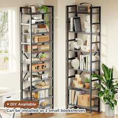 SUPERJARE Triple 6 Tier Bookshelf, Bookcase with 17 Open Display Shelves, Wide Book Shelf Book Case for Home & Office, Grey