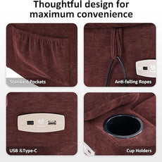 MCombo Power Lift Recliner Chair with Extended Footrest for Elderly People, Fabric 7287 (Burgundy, Medium)