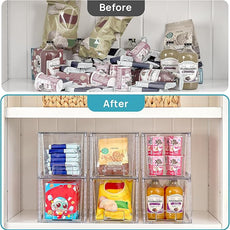 Vtopmart 8 Pack Large Stackable Storage Drawers,Clear Acrylic Drawer Organizers with Handles, Easily Assemble for Fridge, Bathroom,Kitchen Undersink,Cabinet,Pantry Organization and Storage