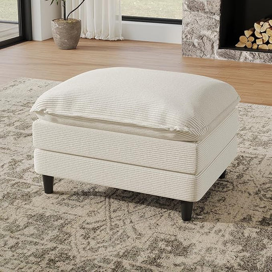 Ottoman for Modular Sectional Sofa, Ottoman Seat for Convertible Sectional, Single Sofa Couch for Living Room, Bedroom, Apartment, Corduroy, Beige