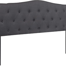 EMMA + OLIVER Arched Button Tufted Queen Size Headboard in Dark Gray Fabric