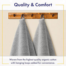 100% Organic Zero-Twist Cotton Towels - GOTS Certified Luxury Bath Towels - Ultra Soft & Plush 700GSM Long-Staple Cotton - 6 Piece Towel Set (Pewter Grey)
