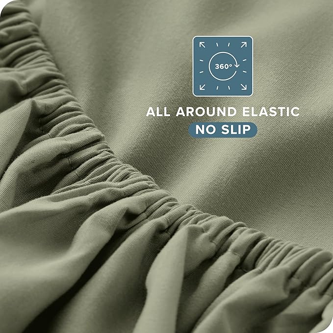 Bare Home Ultra-Soft Split Cal King Sheet Set - Luxury 1800 - Hydro-Brushed - Deep Pockets - Easy Fit - 4 Piece Set - Bedding Sheets & Pillowcases (Split California King, Sage) BareHome