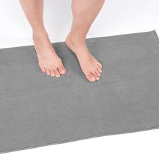 Cotton Paradise 100% Cotton Non Slip Bath Mats for Bathroom, 20x34 inch Soft Absorbent Quick Dry Machine Washable Floor Bath Mat, Light Gray Bath Rug