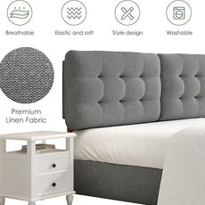 Tufted Upholstered King Headboard, King Size Headboard Only with Durable Solid Wood Legs, Modern Button Diamond Fabric Head Board with Adjustable Height from 39