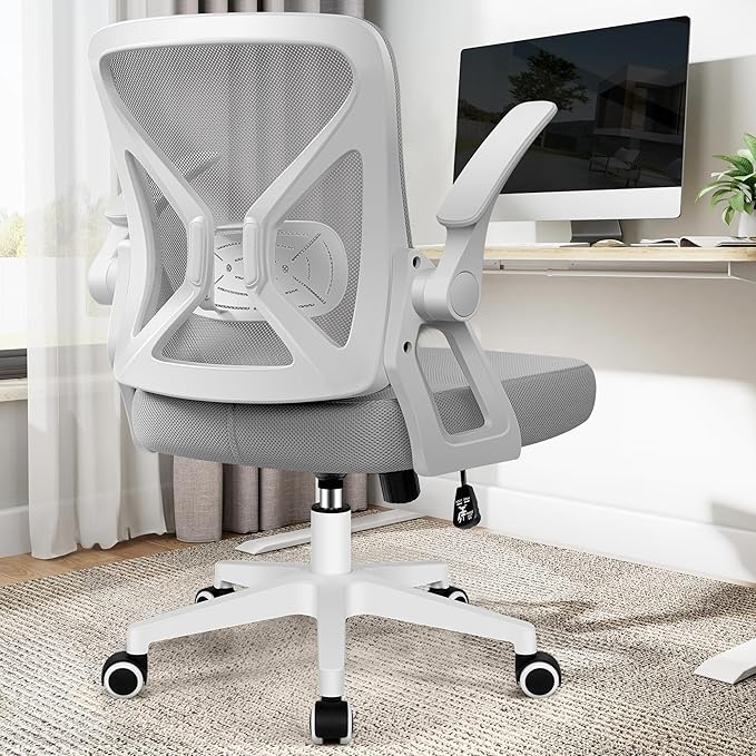 FelixKing Office Chair - Ergonomic Desk Chair Breathable Mesh Task Chair with Wheels and Lumbar Support Home Desk Office Chair with Flip up Armrest Rolling Swivel Computer Chair for Home Office Gray