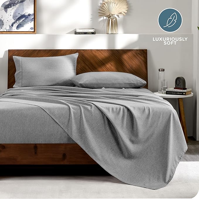 Bare Home Bed-in-A-Bag 7 Piece Comforter & Sheet Set - King - Goose Down Alternative - Ultra-Soft 1800 Premium Bedding Set - Cationic (King, Heathered Charcoal)