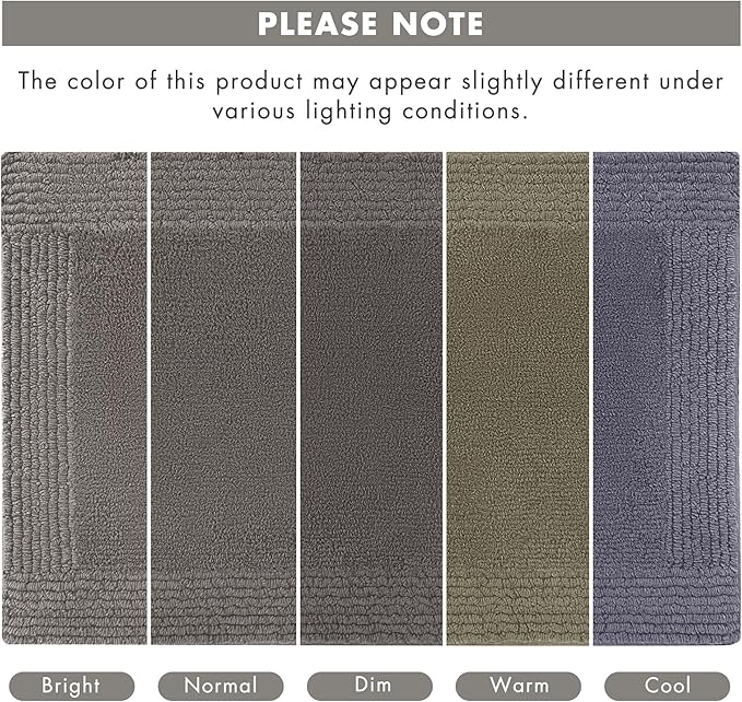 Madison Park Splendor Reversible 100% Cotton Tufted Bathroom Rug-3000 GSM Hotel Quality Luxurious Plush Medium Pile Bath Mat Absorbent, Quick Dry, Shower Room Décor, 20x30 Charcoal