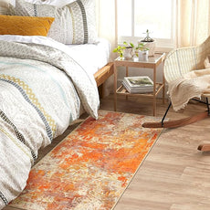 Lahome Modern Abstract Runner Rug - 2x4.3 Washable Kitchen Soft Laundry Room Rugs Bathroom Mat, Contemporary Non Slip Indoor Throw for Entryway Living Room, Yellow/Gold/Cream 2' x 4.3'