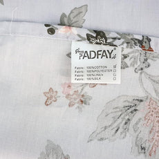 FADFAY Elegant Floral Full Sheet Set - Shabby Grey Bird Print Flower Bed Sheets, Vintage Farmhouse 100% Cotton Ultra Soft Girls Bedding With Deep Pocket Fitted Sheet, 4Pcs, Full Size